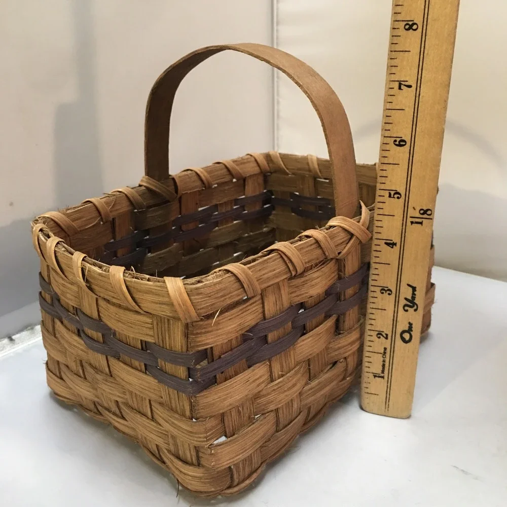 Woven Splint Basket Rectangle Medium Brown Rustic Farmhouse Decor Cottagecore